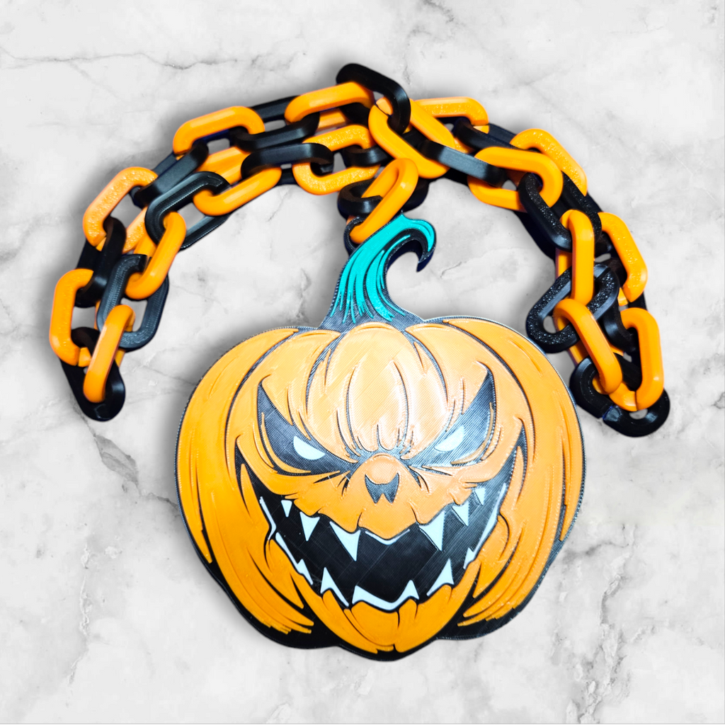 Halloween Jacko Killer Pumpkin Emblem Chain Link