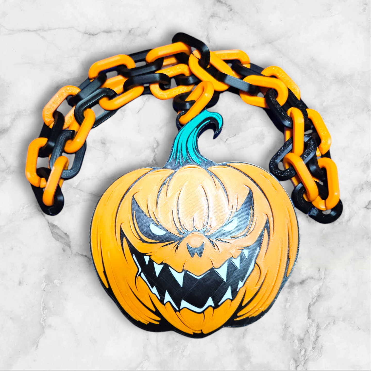 Halloween Jacko Killer Pumpkin Emblem Chain Link