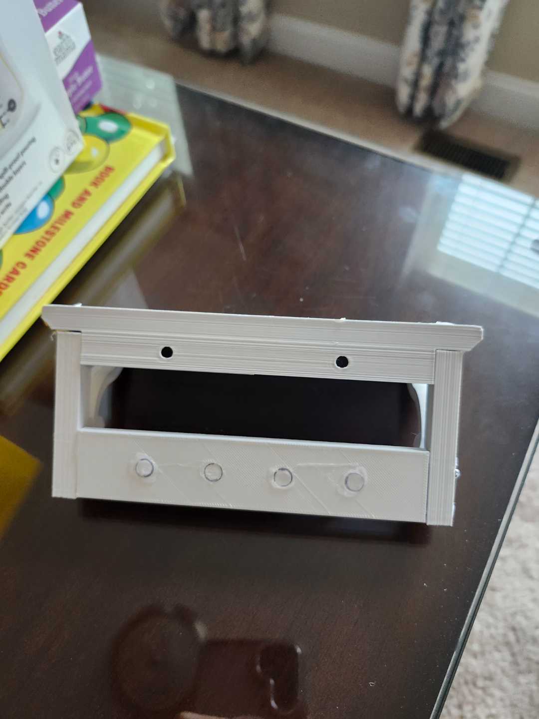 3d printed shelf with holes for drywall screws