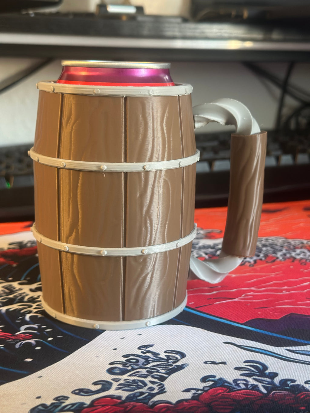 Handled Barrel Can Coozie with Texture - 330ml