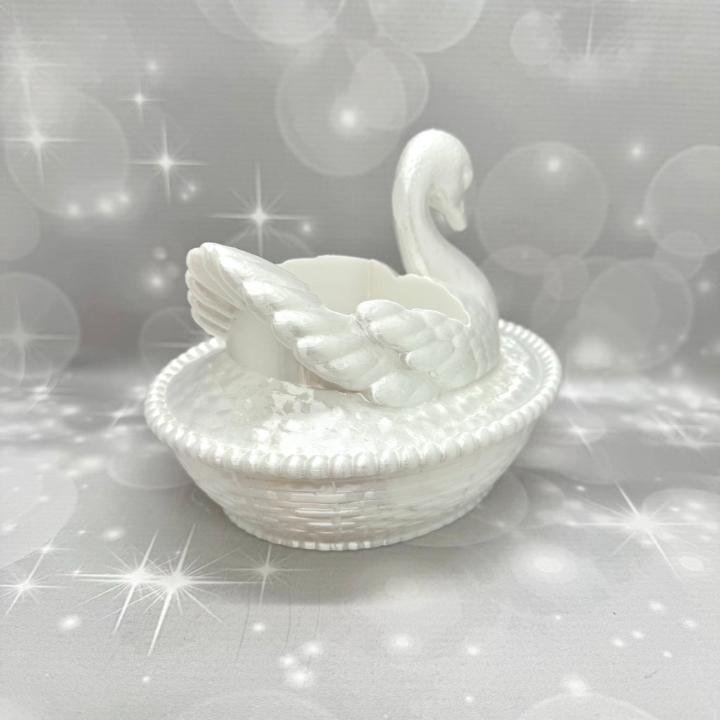Vintage Milk-glass Swan BBW Soap Bottle Holder