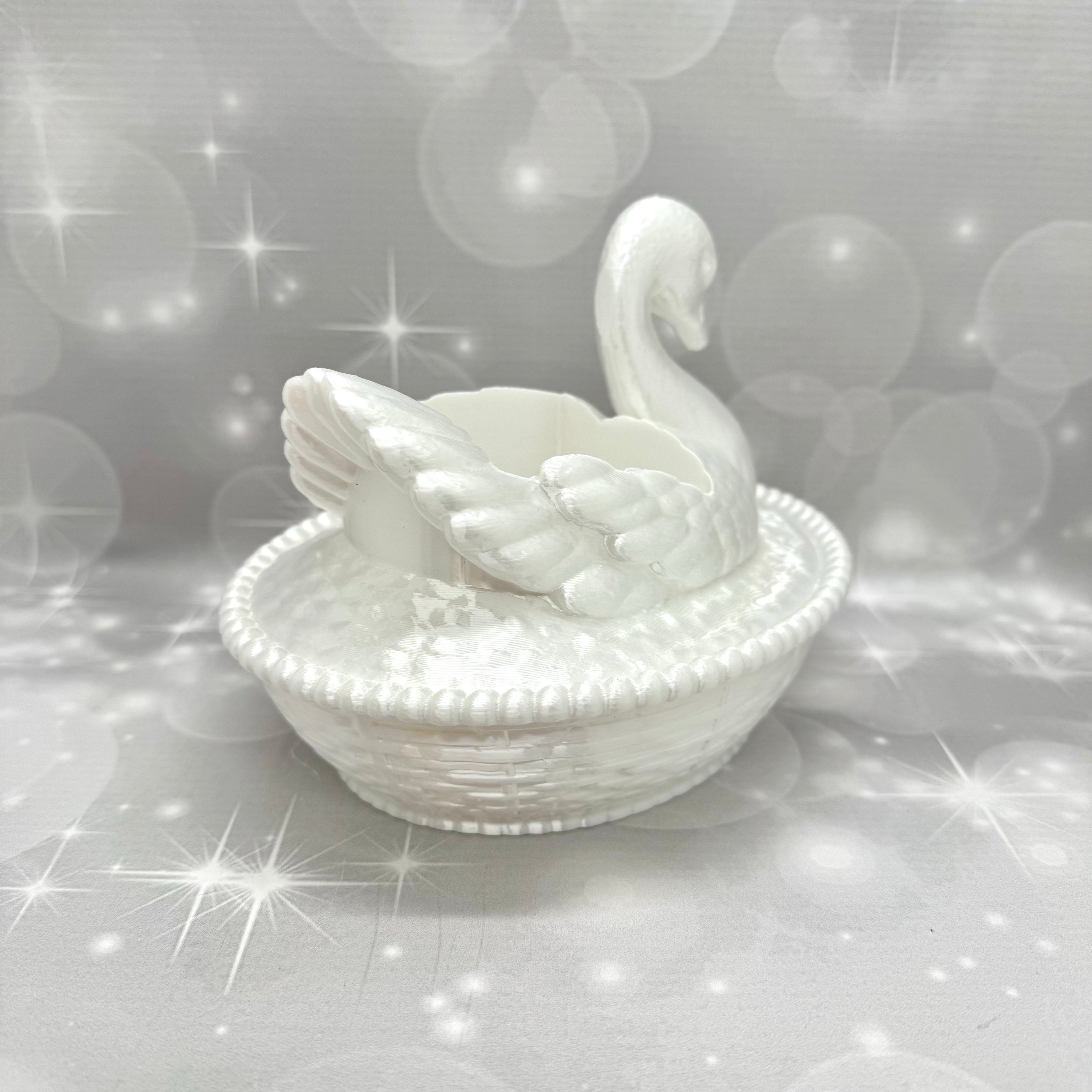 Vintage Milk-glass Swan BBW Soap Bottle Holder