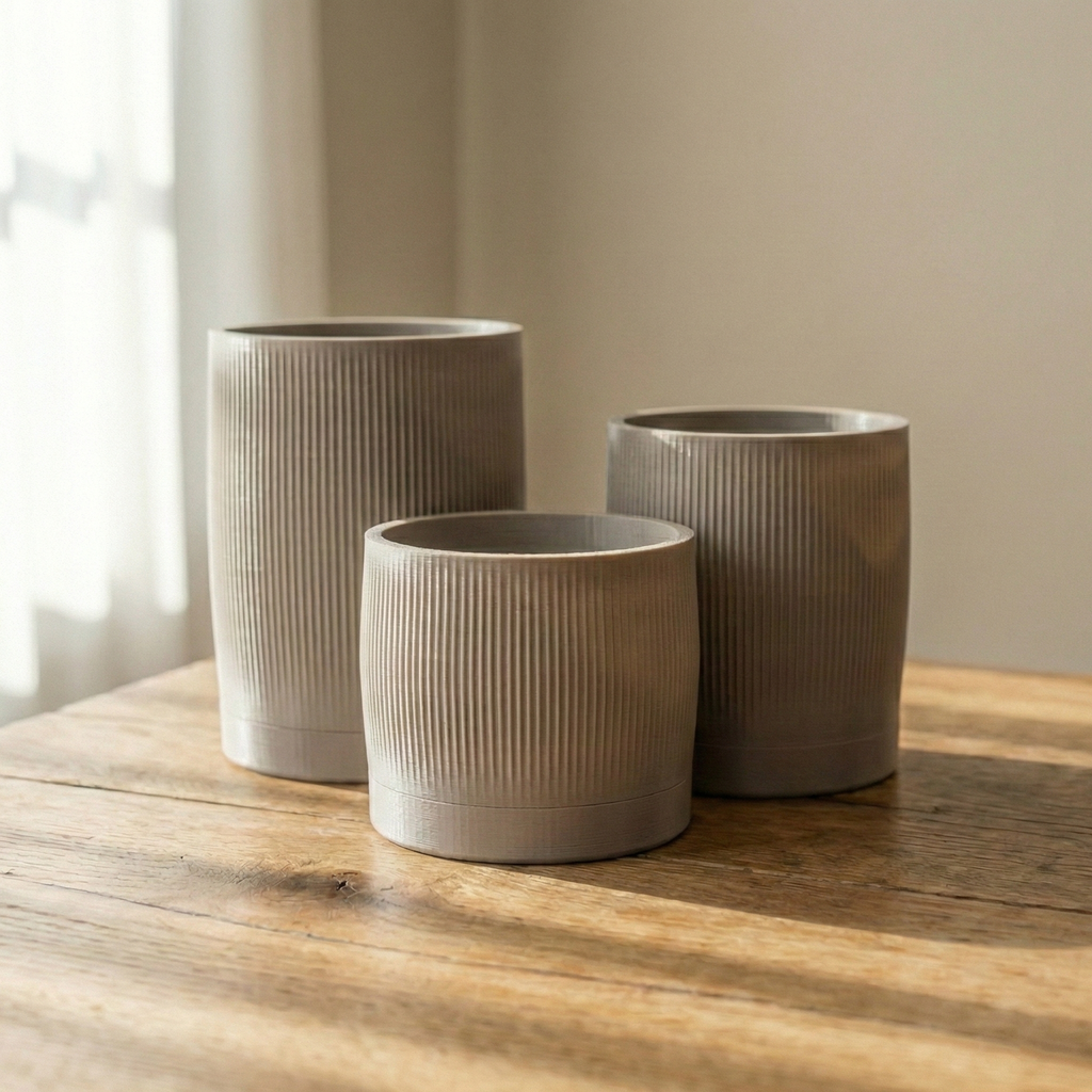Azet – Modern Ribbed Planter Set