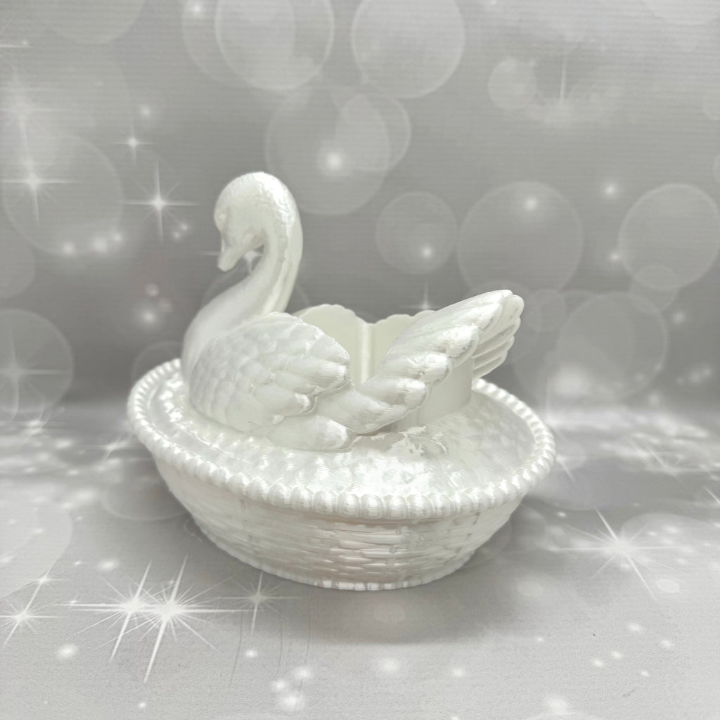 Vintage Milk-glass Swan BBW Soap Bottle Holder