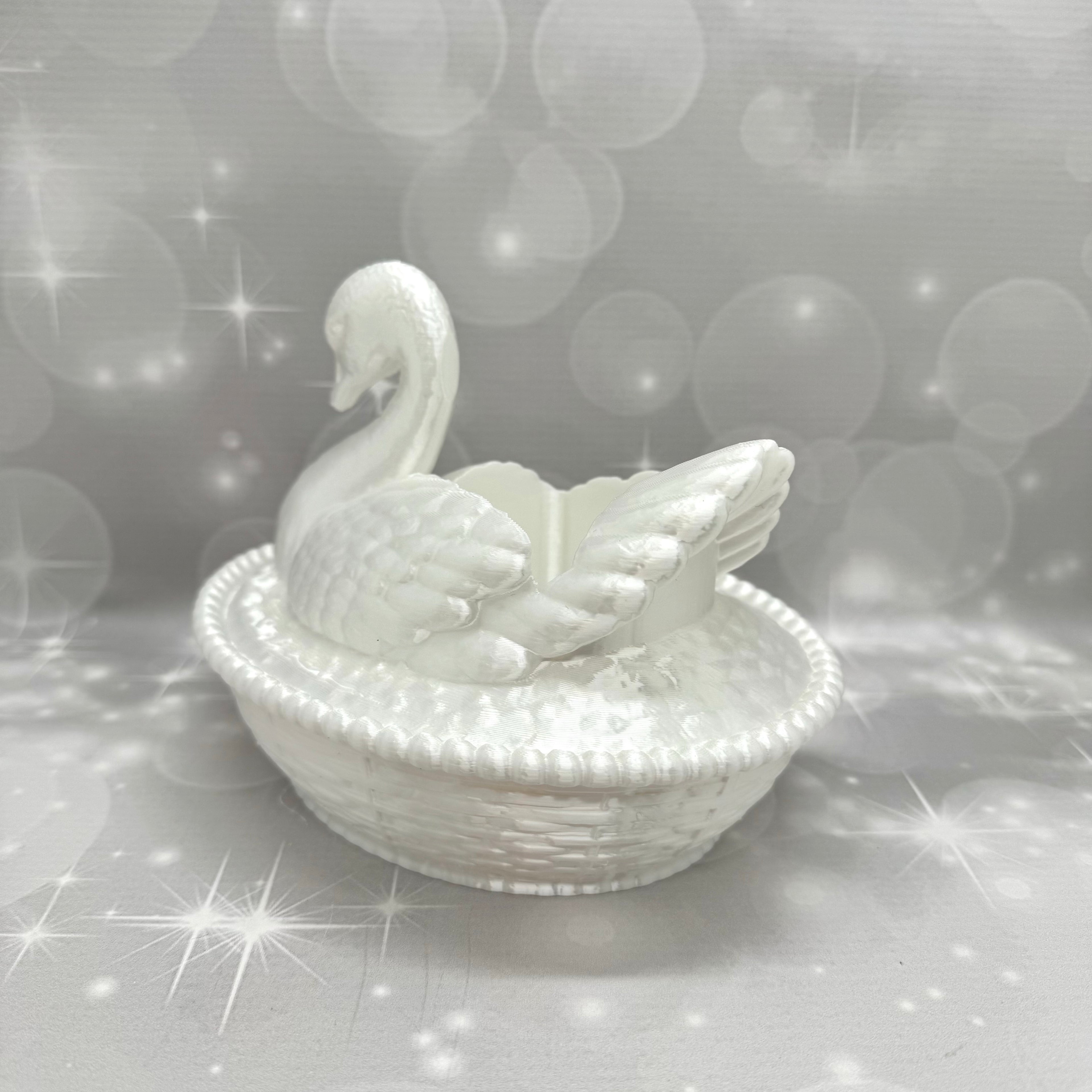 Vintage Milk-glass Swan BBW Soap Bottle Holder