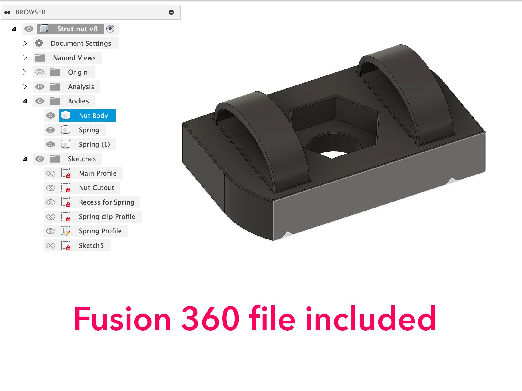 1/4" Strut / Unistrut Channel Nut (v1)