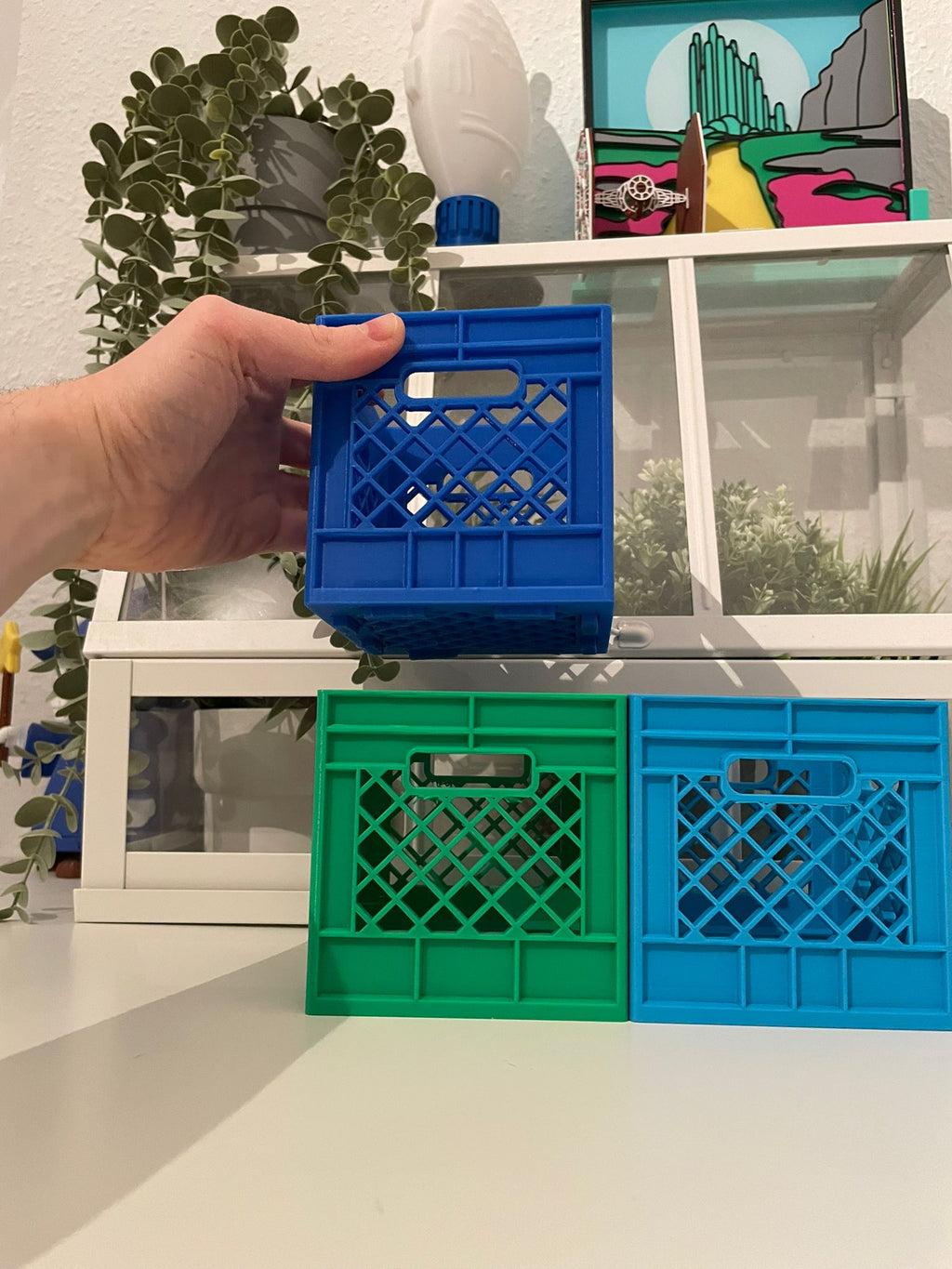 Stackable Milk Crates with Print in Place Pegs
