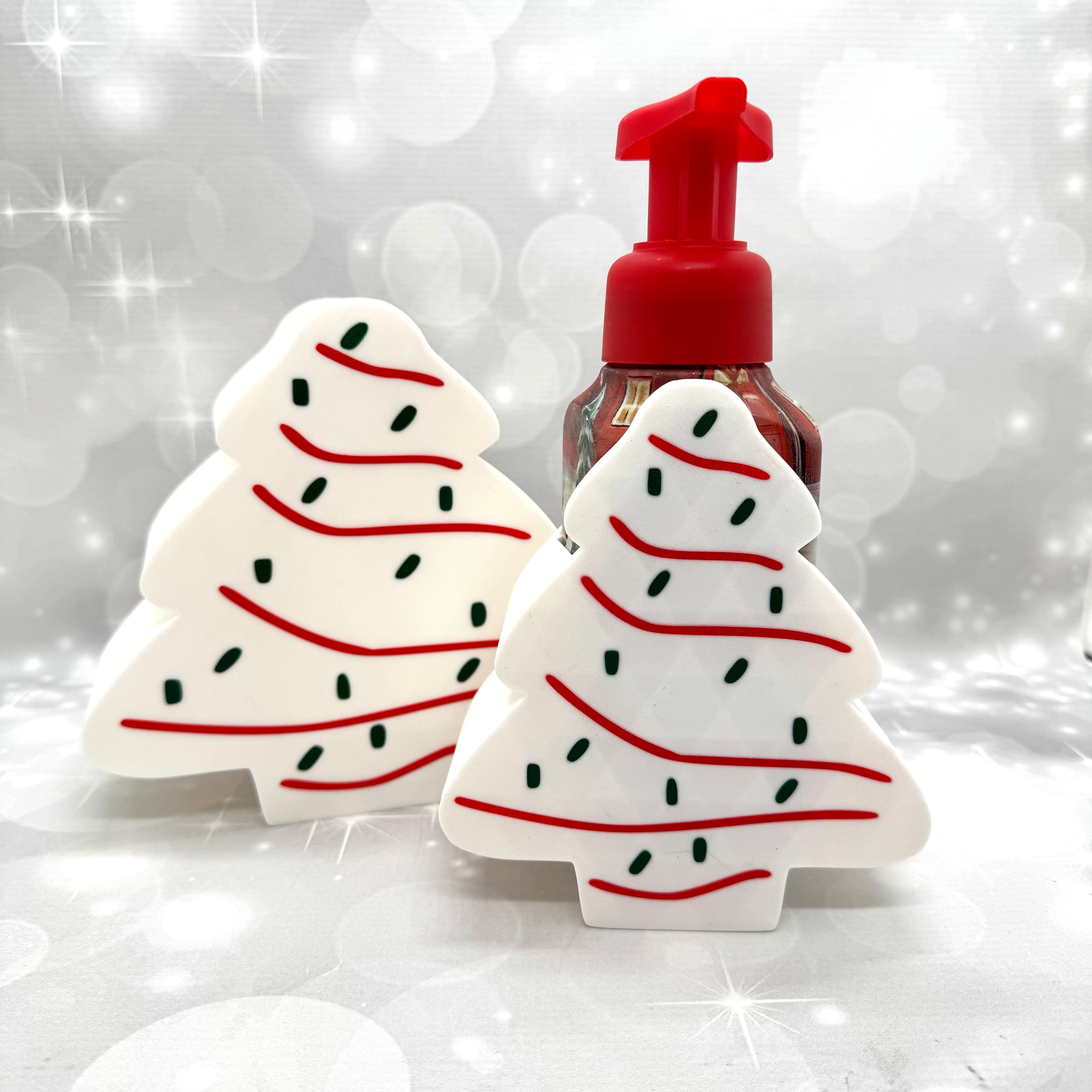 Small Xmas Tree Snack Cake B&BW Soap Bottle Holder