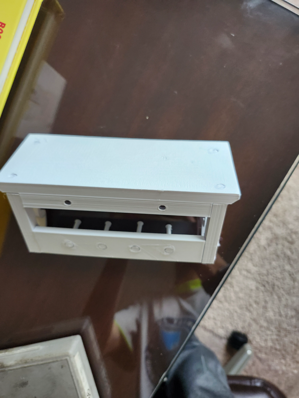 3d printed shelf with holes for drywall screws