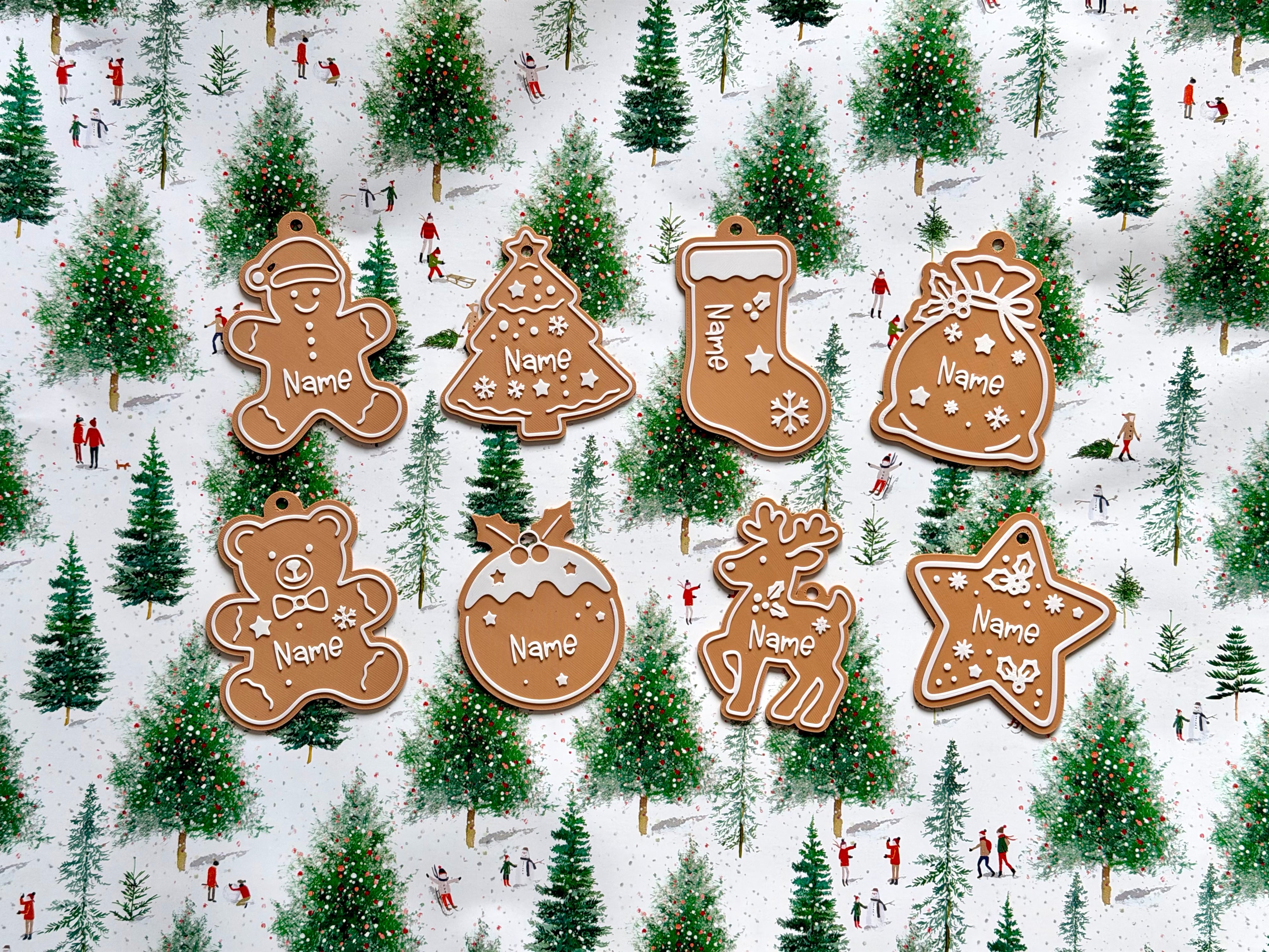 Personalised gingerbread Xmas gift tag - Set 2