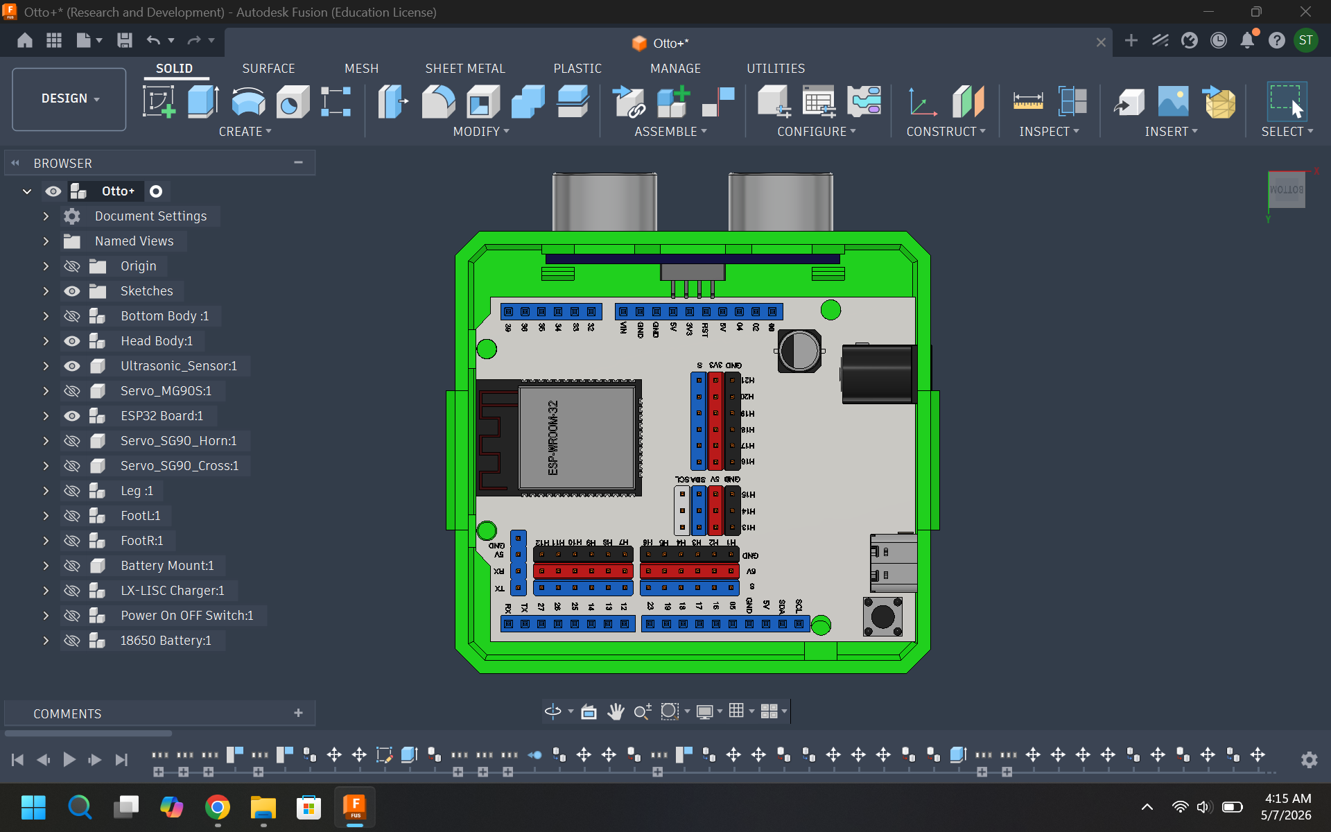 Otto+ using Keyestudio ESP32 Plus & 18650 Battery