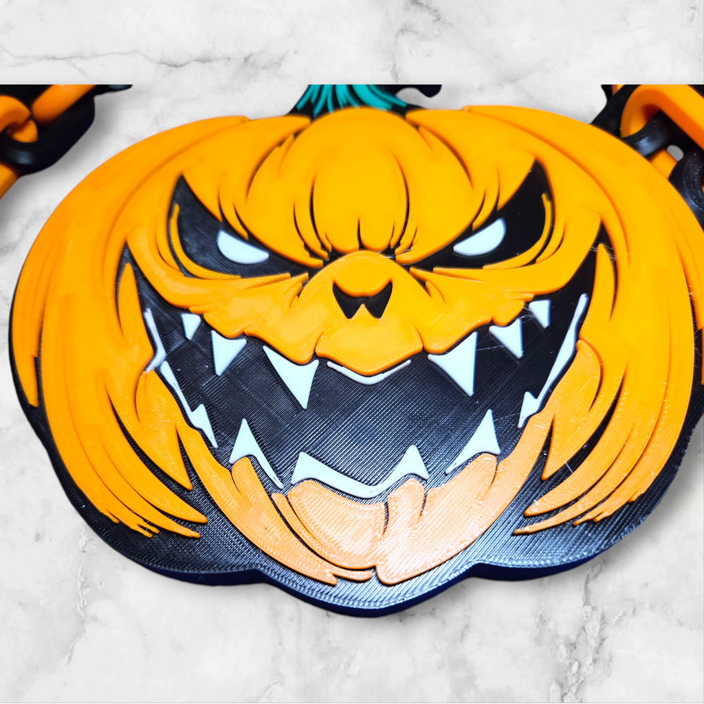 Halloween Jacko Killer Pumpkin Emblem Chain Link