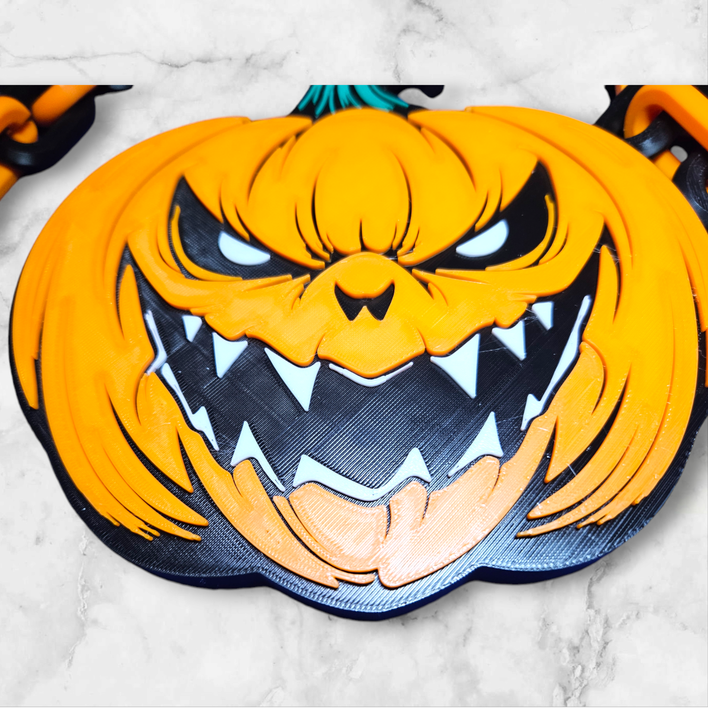 Halloween Jacko Killer Pumpkin Emblem Chain Link