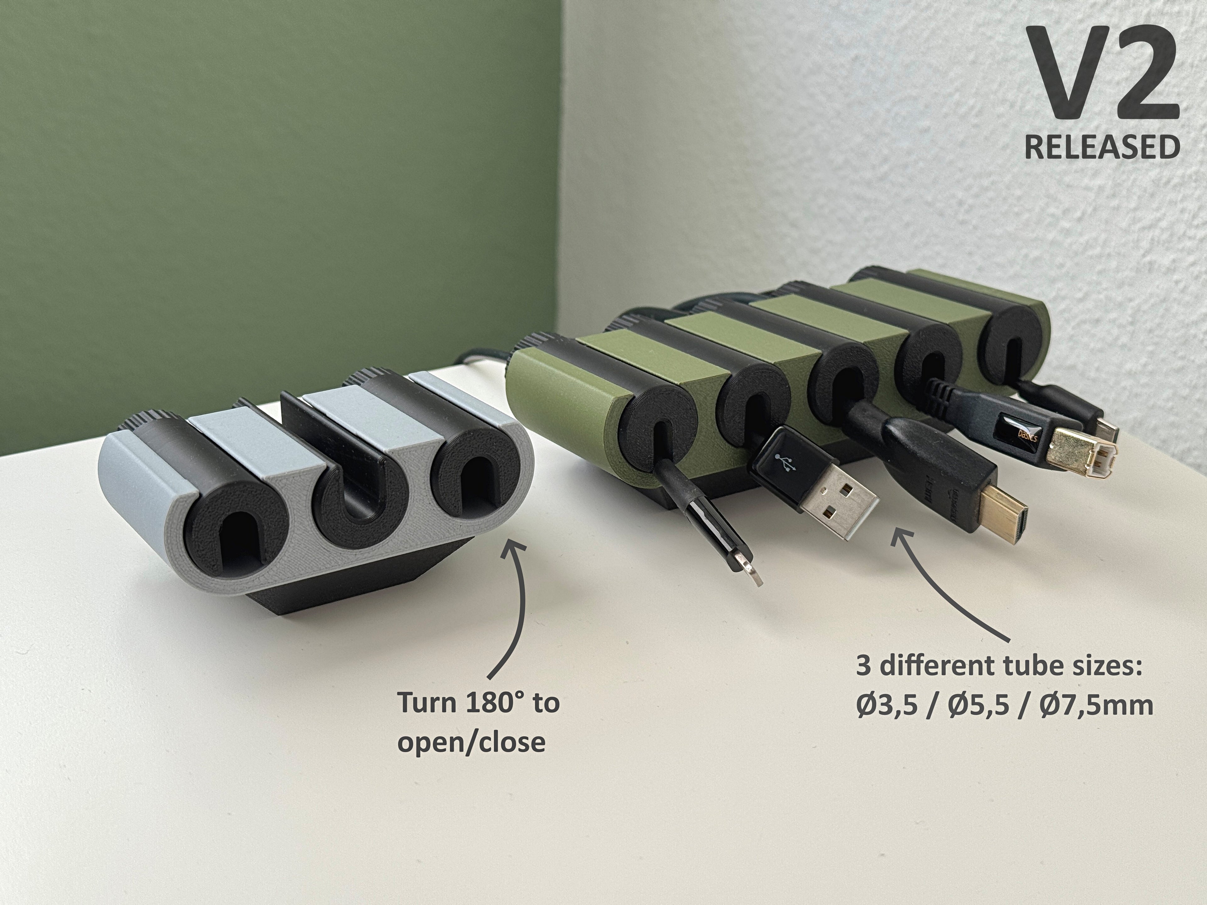 Desk cable management holder / cable organizer