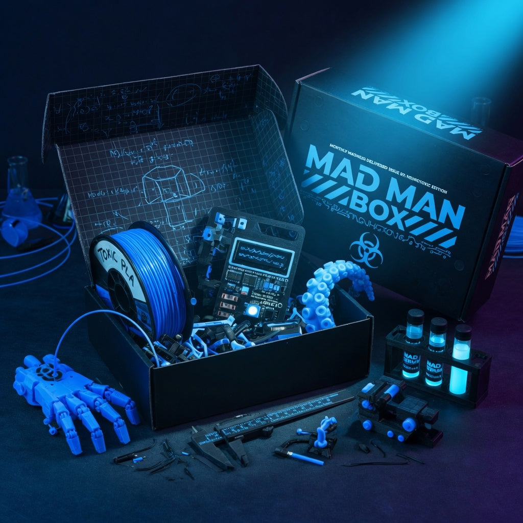 Mad Man Box — curated 3D printed gadget crate from My Mad Man Lab